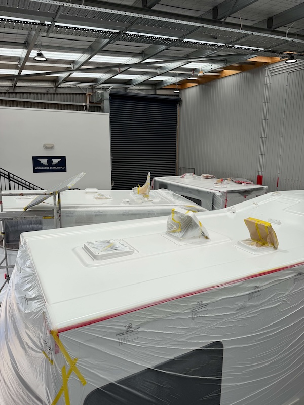 Waterproof membrane applied to motorhome roof
